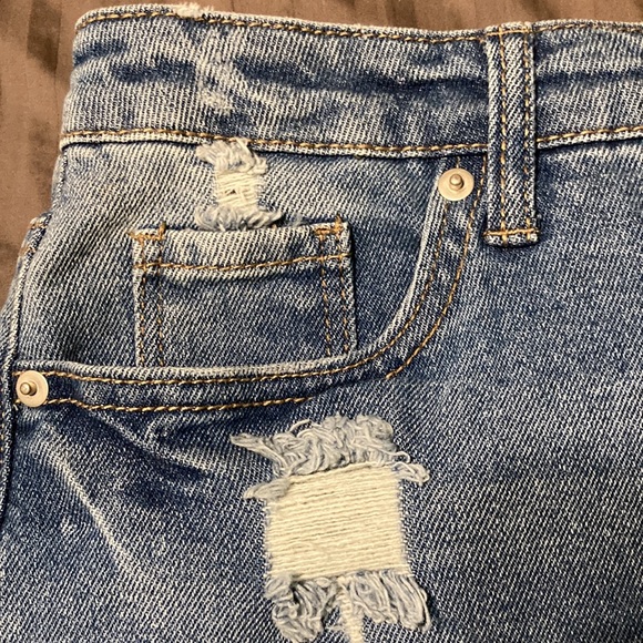Wild Fable Denim Jean Mini Skirt Factory Distressed sz 9 - Picture 4 of 12